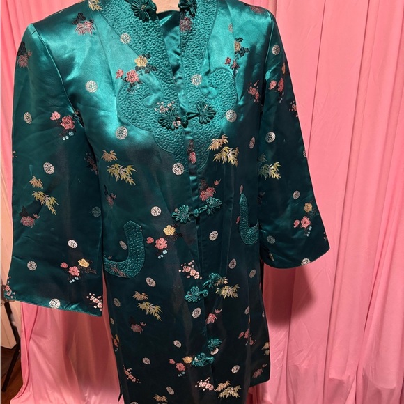 Peony and Moss Teal Floral Embroidered Jacket - Picture 1 of 5